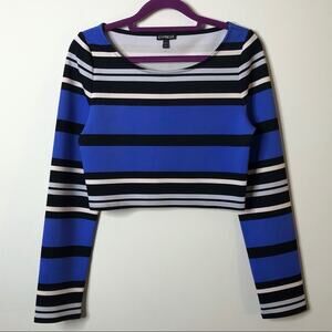 Express Long Sleeved Striped Crop Top Small